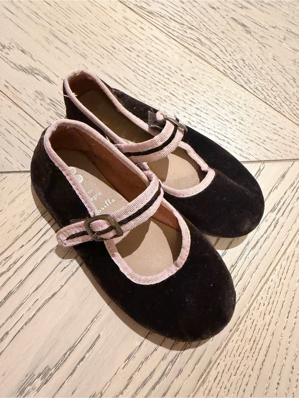 Hermosilla Kids Black and Pink Mary Jane Shoes